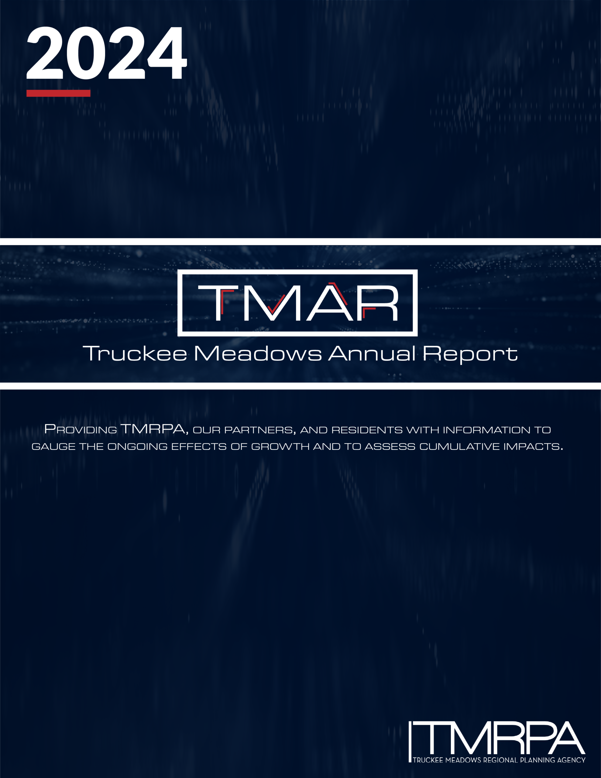 Cover for the Truckee Meadows Annual Report, solid dark blue background with some tech themed squares.